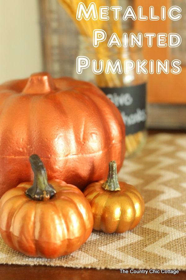Metallic Painted Pumpkins tutorial Pinterest image