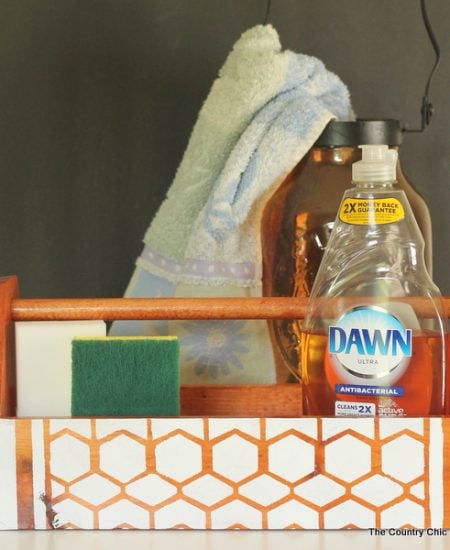 Painted Wood Caddy -- use a stencil and Decoart Chalky Finish paint to complete this look on any wood surface.