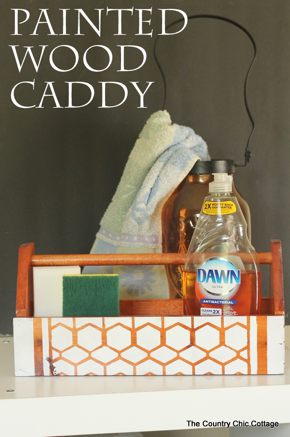 Painted Wood Caddy -- use a stencil and Decoart Chalky Finish paint to complete this look on any wood surface.
