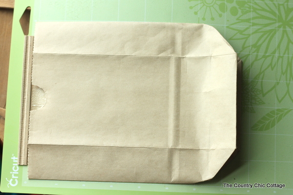 paper bag on a green cricut mat