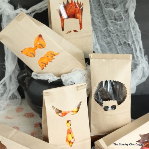 Window Halloween Treat Bags -- cut a few window in pre-made bags for Halloween treats that look amazing!