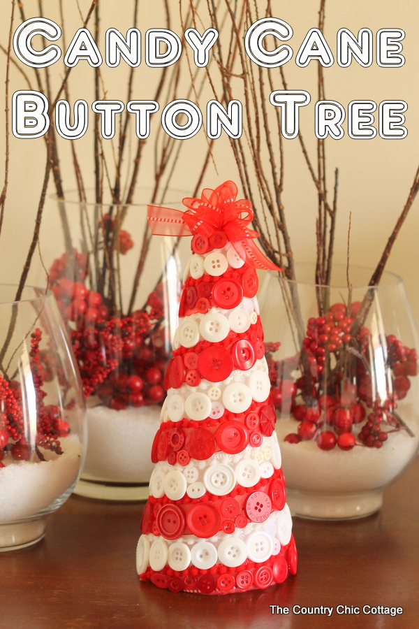 candy cane button tree pin image