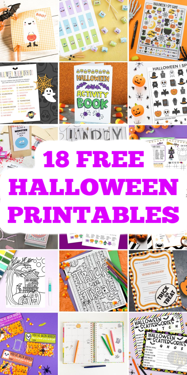 These 18 free Halloween printables are perfect for kids and adults! Print a few of these and have a spooky good time this Halloween! #halloween #printables #freeprintables