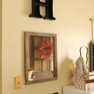 Making a barn wood frame for a mirror -- turn a plain builder grade mirror into something with farmhouse style!