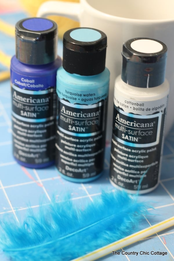 Cobalt, Turquoise, and Cottonball American Multisurface acrylic paints