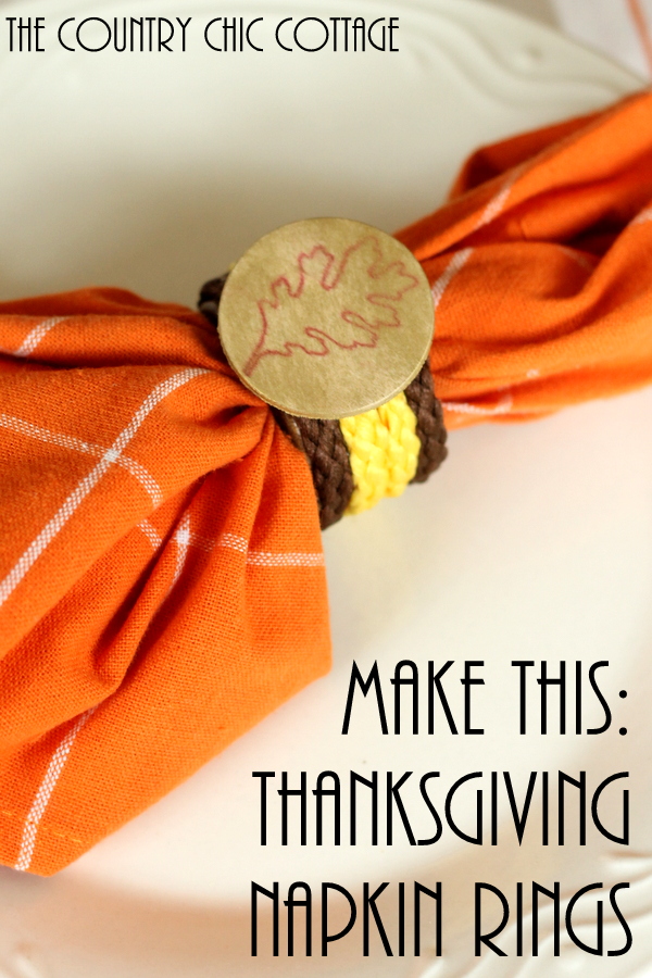 Make your own Thanksgiving Napkin Rings -- a quick and easy craft that will leave you with customized napkin rings for your fall table.