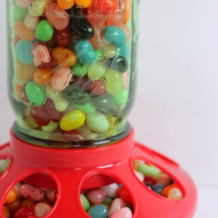 Mason Jar Candy Dispenser Gift -- a fun gift that you can make in just seconds!
