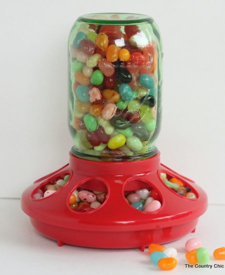 Mason Jar Candy Dispenser Gift -- a fun gift that you can make in just seconds!