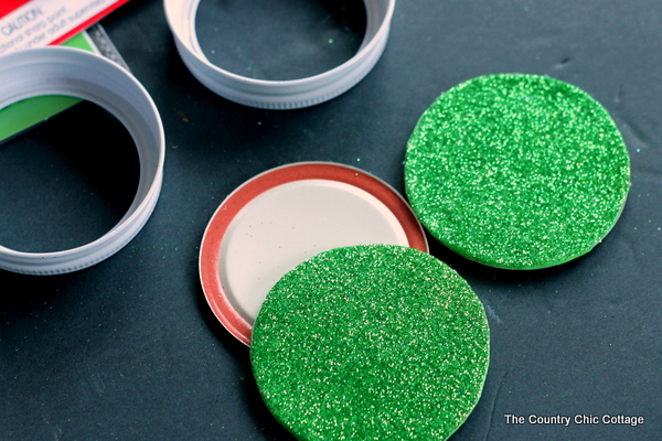 assembling Mason Jar Lid Ornaments 