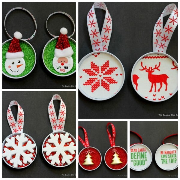 ideas to make mason jar lid christmas ornaments