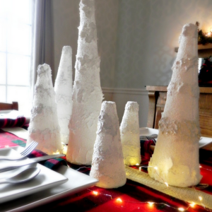 Snowy Cone Trees Centerpiece by Mad in Crafts