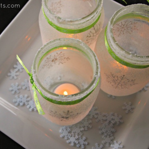 White Christmas Mason Jar Luminaries by Gingersnap Crafts