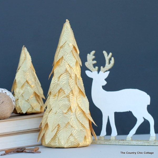 How to make these gorgeous gold leaf trees for your Christmas decor.