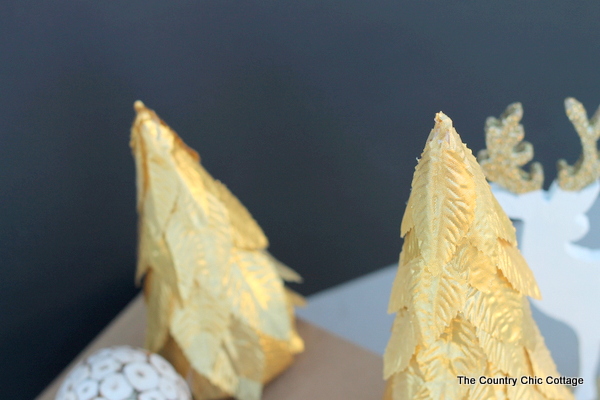 How to make these gorgeous gold leaf trees for your Christmas decor.