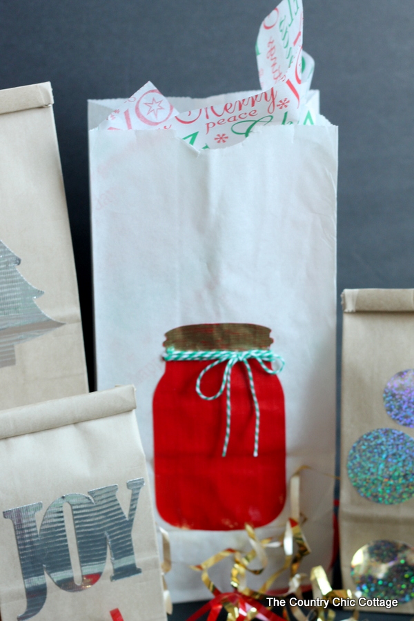 Holiday gift bags made with Duck Tape -- see how to make these in a how to video.