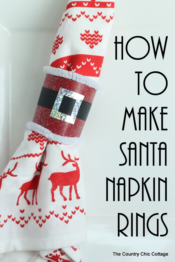 Make these Santa napkin rings in just minutes from a paper towel roll! Click to see how!