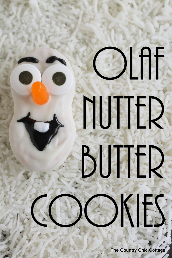 Olaf Nutter Butter Cookies -- fun cookies to serve up this Christmas, winter, or anytime of the year!  Watch the Disney Frozen movie and eat a batch of Olaf cookies!