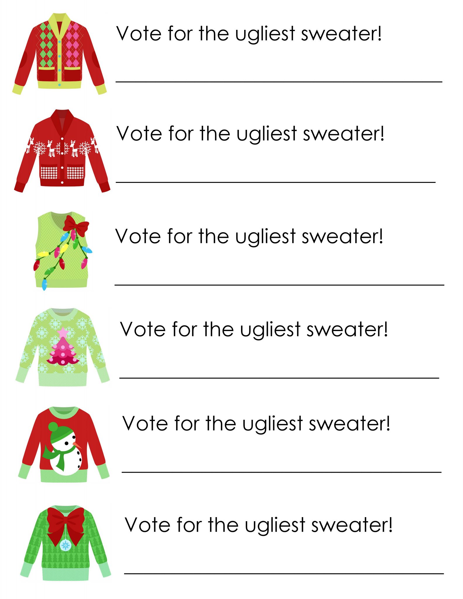 Free Printable Ugly Sweater Template