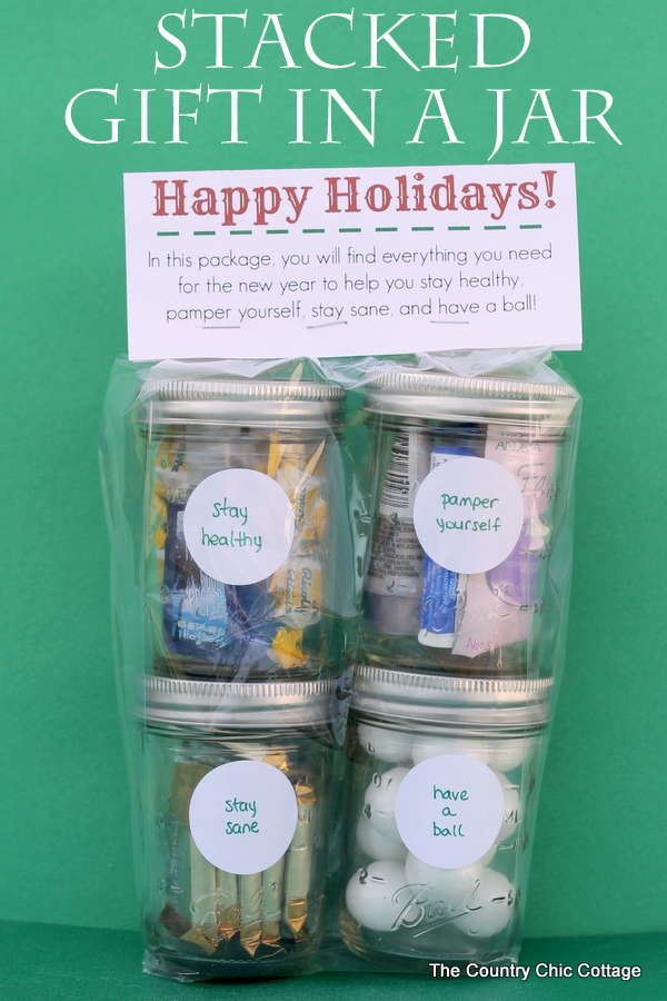 A fun stacked gift in a jar