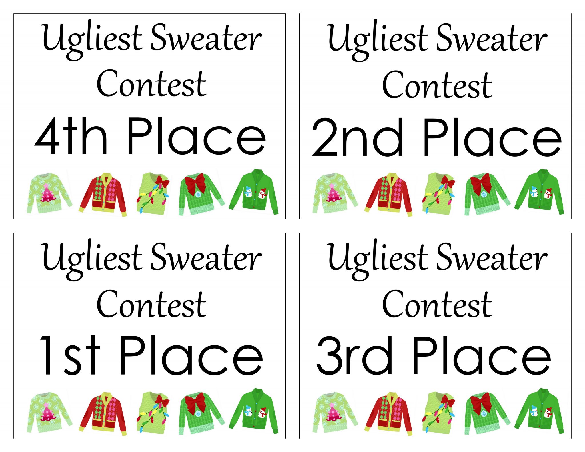 Ugly Sweater Party Free Printables - The Country Chic Cottage