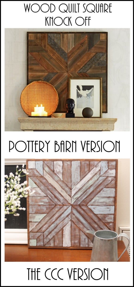 Make your own Pottery Barn wood quilt square without the pricetag using this knock off tutorial!