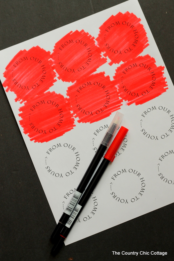 coloring printed labels for mason jars