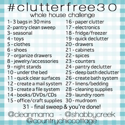 30 days to a clutter free home -- a day by day schedule to organize your home!