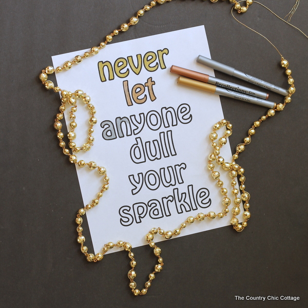 Make this gold ball garland plus print a free coloring page printable and never let anyone dull your sparkle!