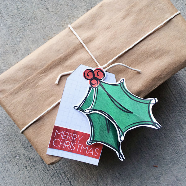 Make your own Christmas Holly gift tags designed by Jen Goode