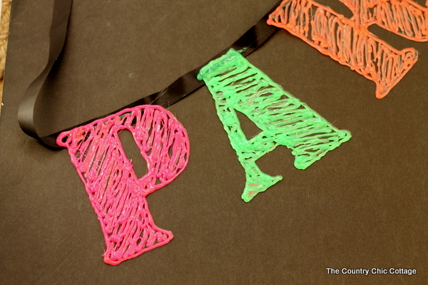 Letters in neon glue