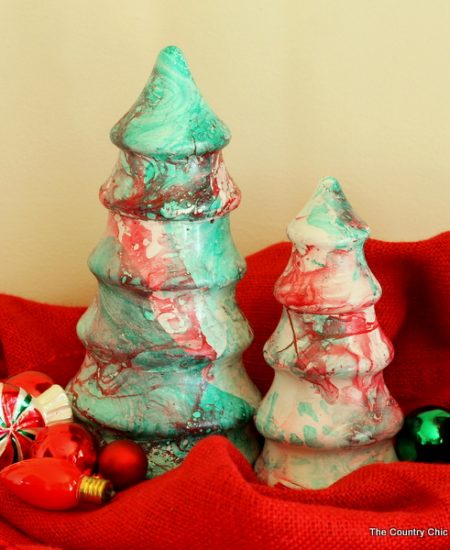 Marbled glass trees -- see how to use this easy paint technique to transform any surface!
