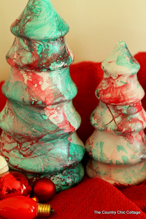 Marbled glass trees for holiday decor 