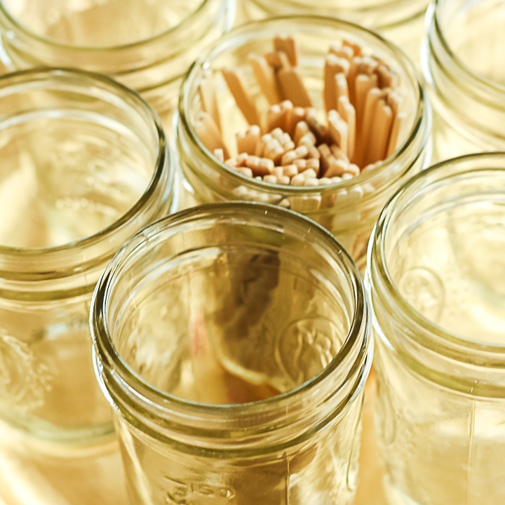 mason jars on a serving tray