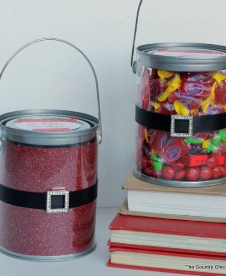 A gift idea you can put together in mintues! Add red and a Santa belt to a pail this Christmas.