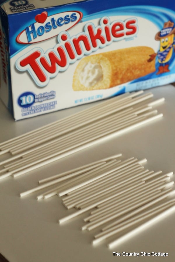 box of Twinkies and lollipop sticks