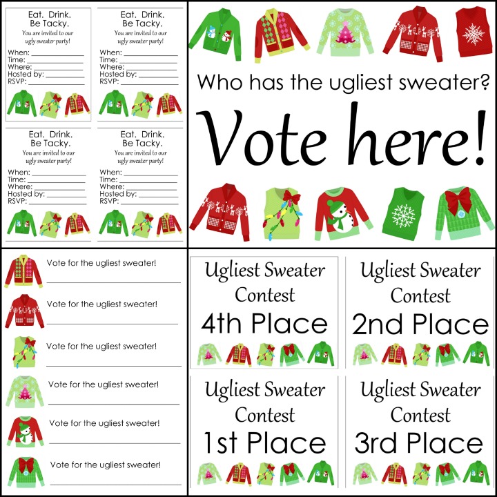 Ugly Christmas Sweater Voting Ballots Free Printable