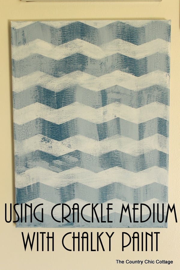 Using crackle medium with chalky finish paint -- see how to make this chevron art with a rustic feel and learn more about crackle medium.