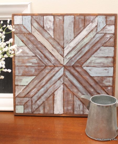 Wood Quilt Square Pottery Barn Knock Off -- make this wall art for a fraction of the cost of the original!