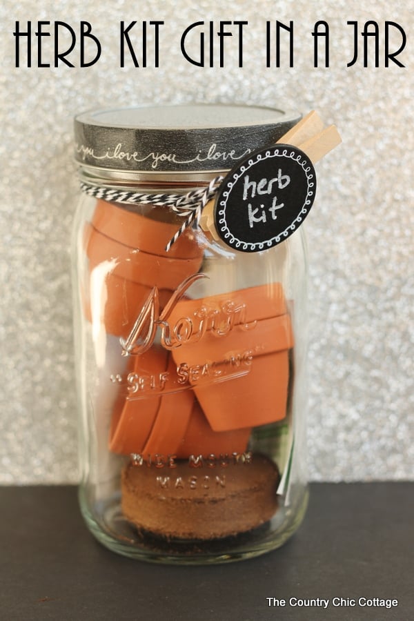 Herb kit gift in a jar pinterest image