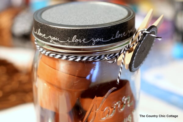 garden jar decorated with washi tape, string, and a chalkboard label.