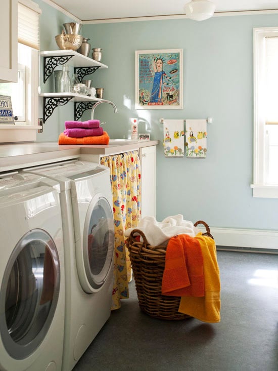 Tons of ideas and inspiration here for an organized laundry room!