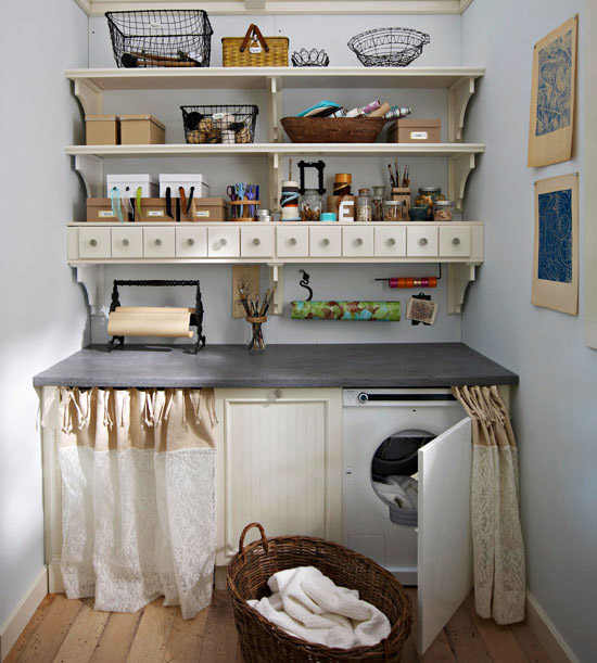 Tons of ideas and inspiration here for an organized laundry room!