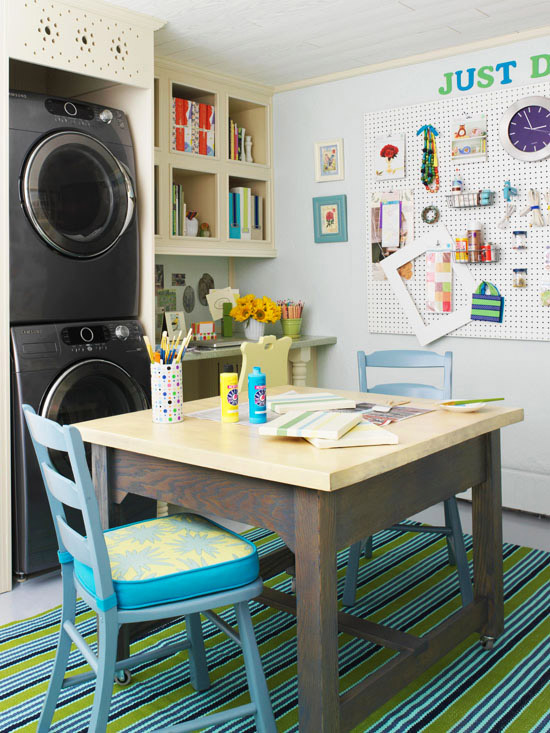 Tons of ideas and inspiration here for an organized laundry room!