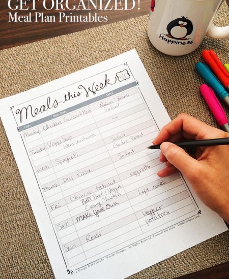 Printable Meal Plan to help you organize in the kitchen