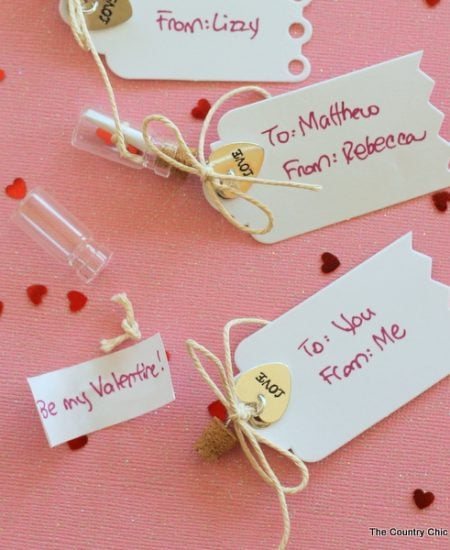 Give these message in a bottle valentines for Valentine's Day!