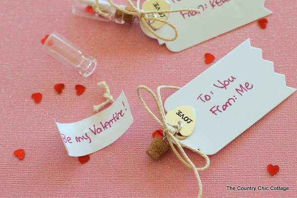 Give these message in a bottle valentines for Valentine's Day!