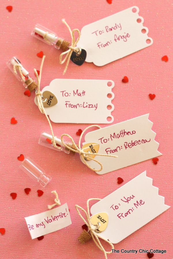 Give these message in a bottle valentines for Valentine's Day!