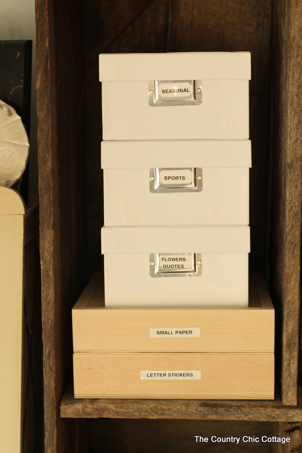 labeled photo storage boxes