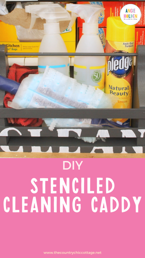 stenciled cleaning caddy