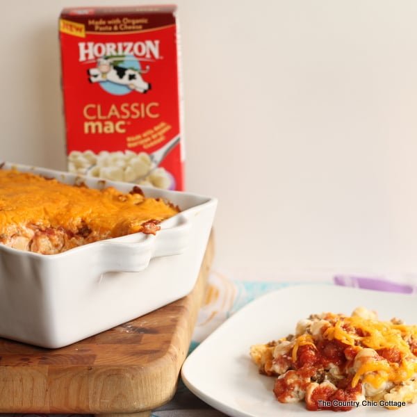 Taco Macaroni Bake -- add a few simple ingredients to boxed macaroni and cheese for a delightful quick meal in 30 minutes or less!